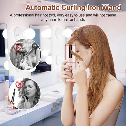 Wireless Ceramic Auto Curler | Portable USB Hair Styler