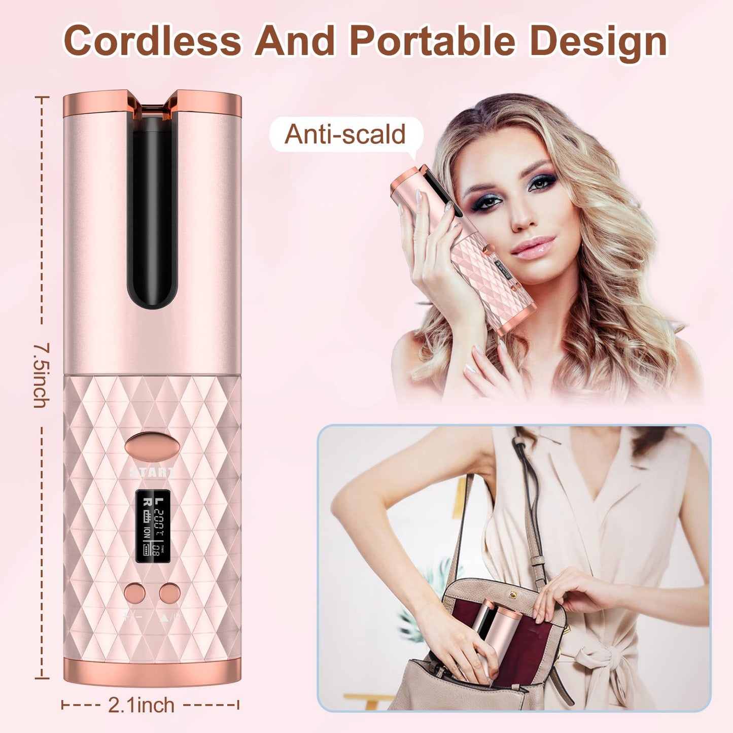 Wireless Ceramic Auto Curler | Portable USB Hair Styler