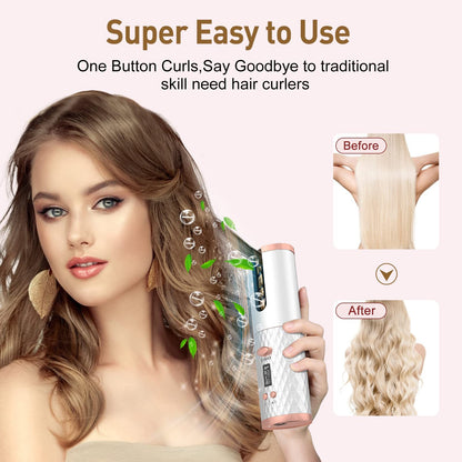 Wireless Ceramic Auto Curler | Portable USB Hair Styler